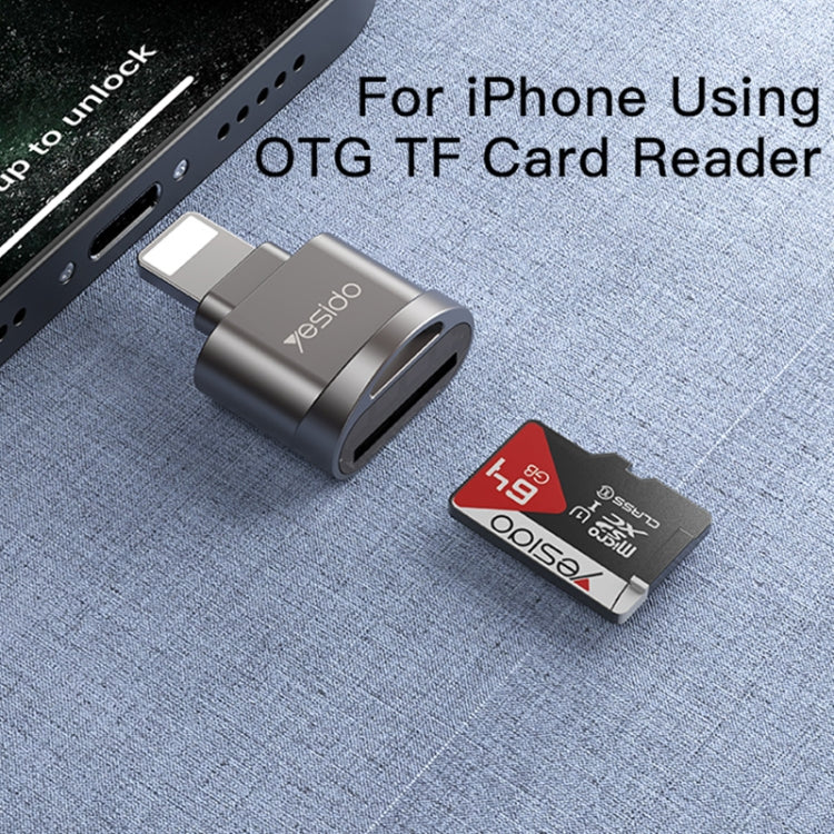 Yesido GS18 8 Pin to TF Card OTG Mini Card Reader - Black