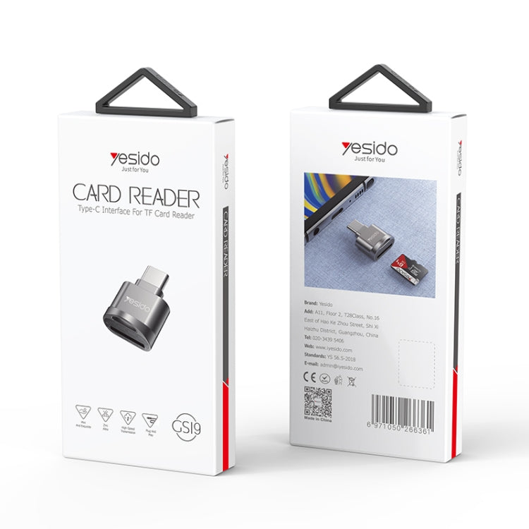 Yesido GS19 USB-C / Type-C to TF Card OTG Mini Card Reader - Black