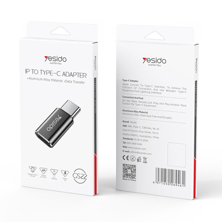 Yesido GS22 USB-C / Type-C to 8 Pin OTG Adapter - Black