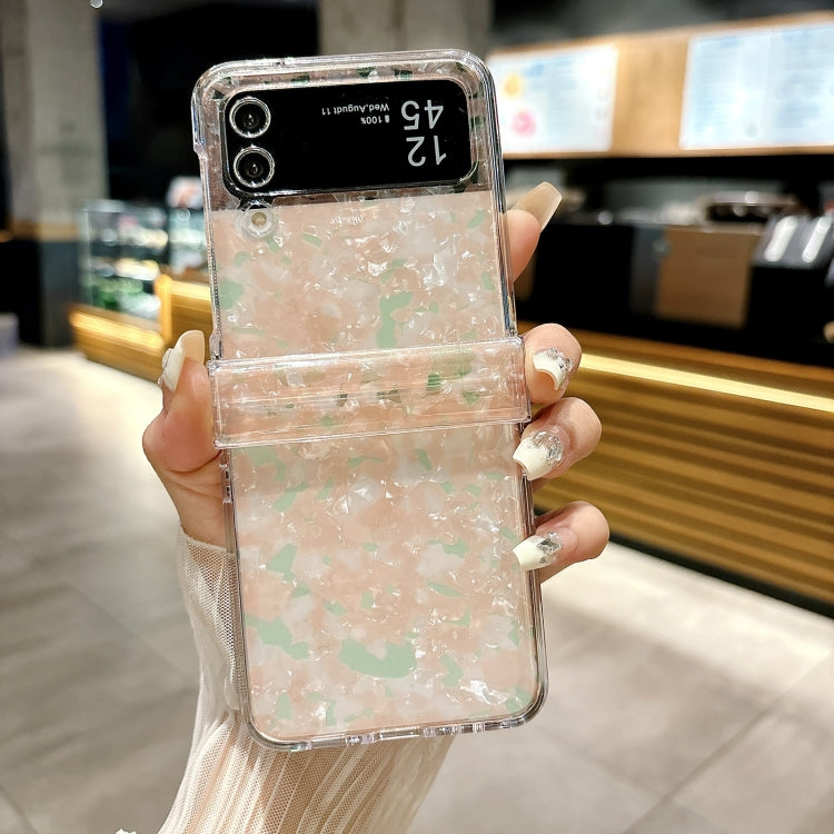 For Samsung Galaxy Z Flip4 5G Three-piece Set Pearlescent Shell Texture Phone Case
