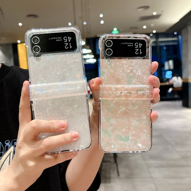 For Samsung Galaxy Z Flip4 5G Three-piece Set Pearlescent Shell Texture Phone Case