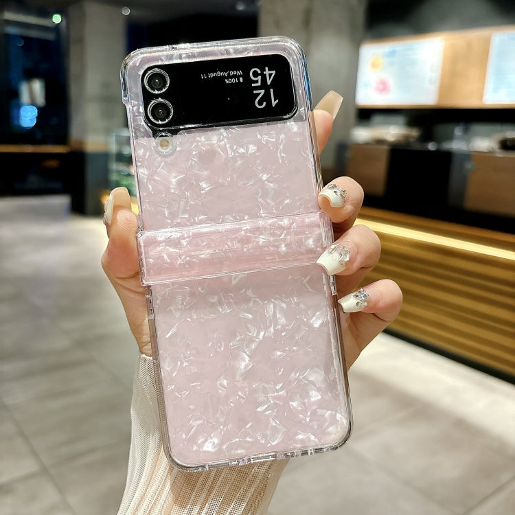 For Samsung Galaxy Z Flip4 5G Three-piece Set Pearlescent Shell Texture Phone Case
