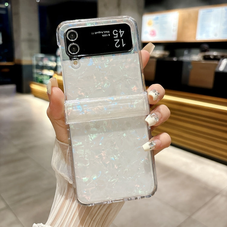 For Samsung Galaxy Z Flip3 5G Three-piece Set Pearlescent Shell Texture Phone Case