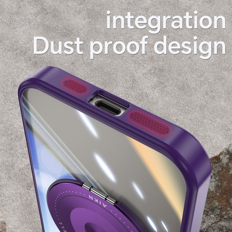 For iPhone 15 Pro 360 Holder Magsafe Acrylic Hybrid TPU Phone Case