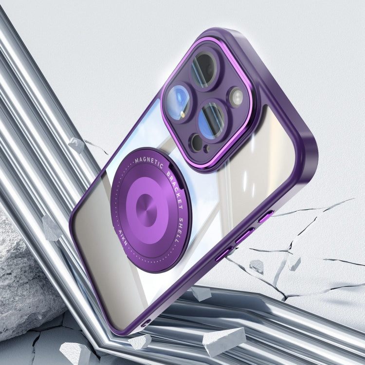 For iPhone 15 Pro 360 Holder Magsafe Acrylic Hybrid TPU Phone Case