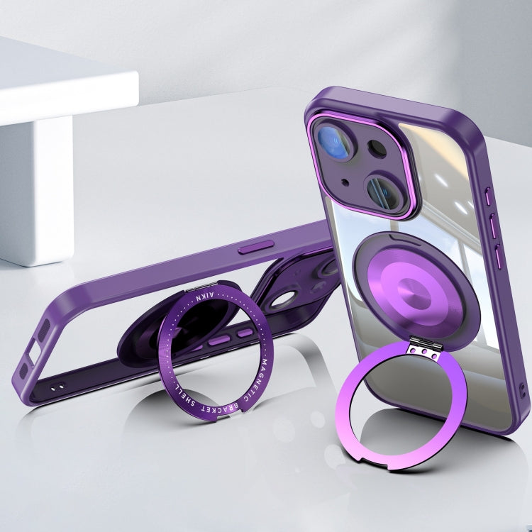 For iPhone 15 360 Holder Magsafe Acrylic Hybrid TPU Phone Case
