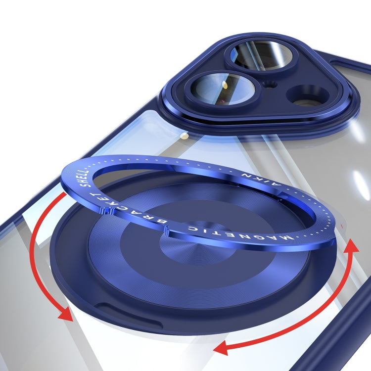For iPhone 16 Plus 360 Holder Magsafe Acrylic Hybrid TPU Phone Case