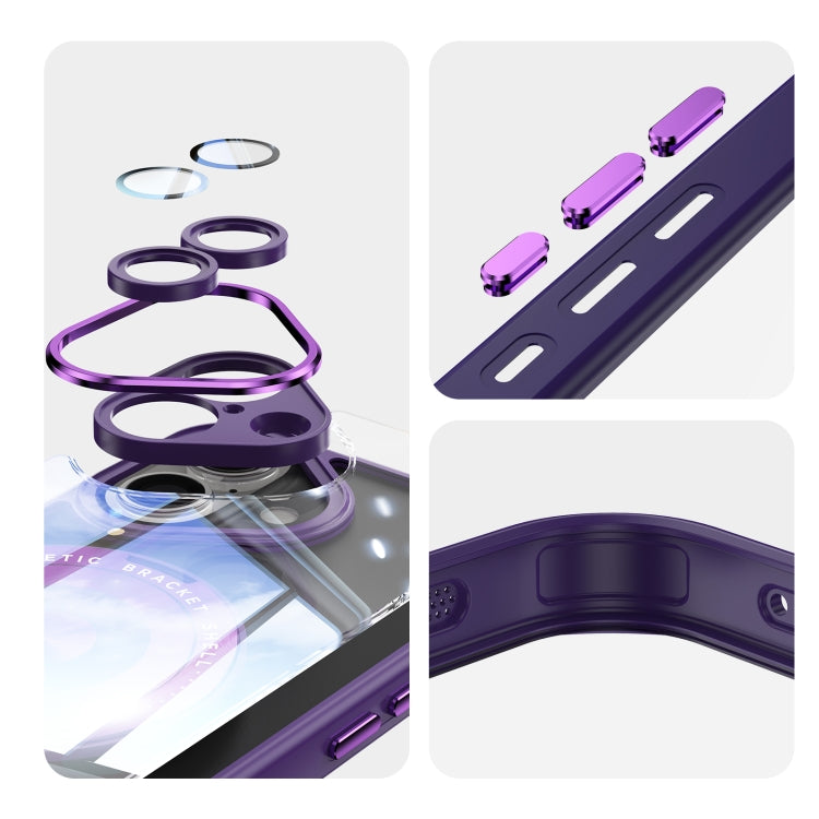 For iPhone 16 Plus 360 Holder Magsafe Acrylic Hybrid TPU Phone Case