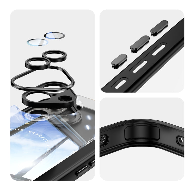 For iPhone 16 360 Holder Magsafe Acrylic Hybrid TPU Phone Case
