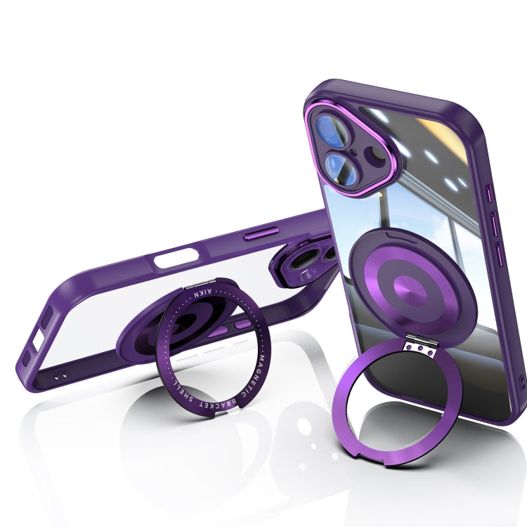 For iPhone 16 360 Holder Magsafe Acrylic Hybrid TPU Phone Case