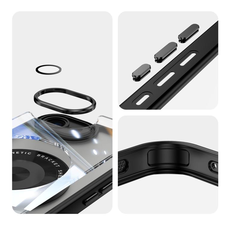 For iPhone 17e / 16e 360 Holder Magsafe Acrylic Hybrid TPU Phone Case