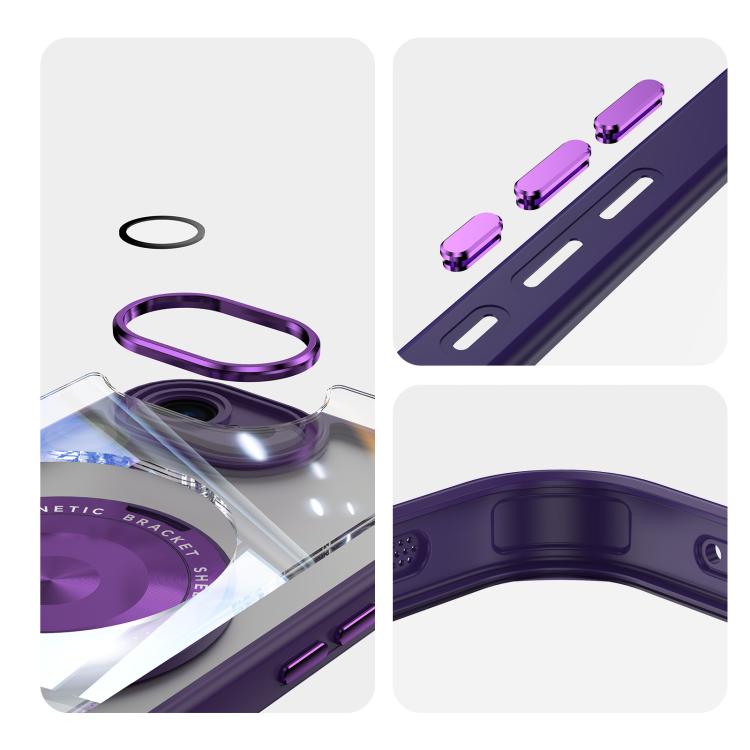 For iPhone 17e / 16e 360 Holder Magsafe Acrylic Hybrid TPU Phone Case
