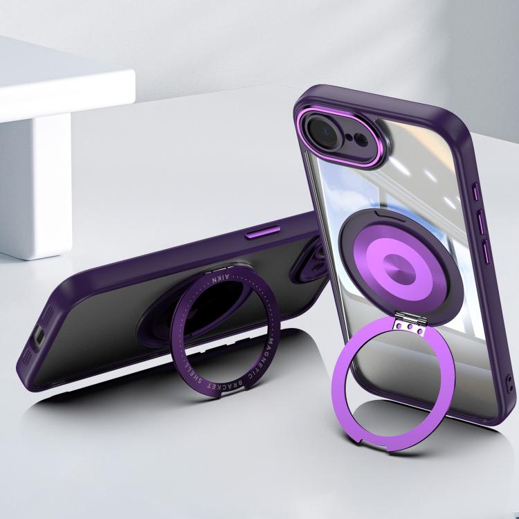 For iPhone 17e / 16e 360 Holder Magsafe Acrylic Hybrid TPU Phone Case