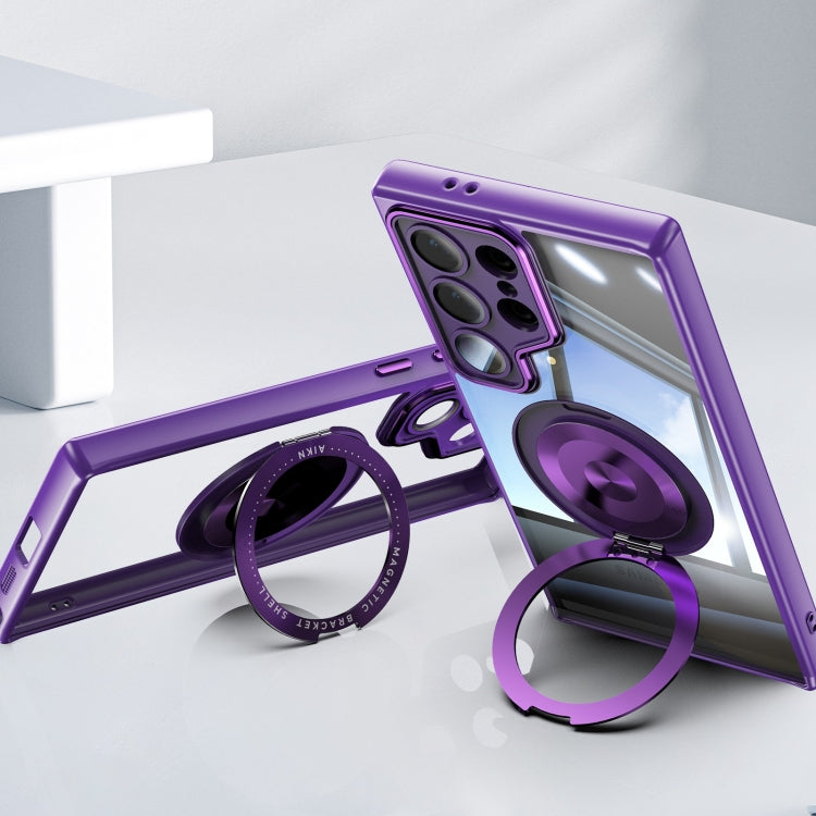 For Samsung Galaxy S23 Ultra 5G 360 Holder MagSafe Acrylic Hybrid TPU Phone Case