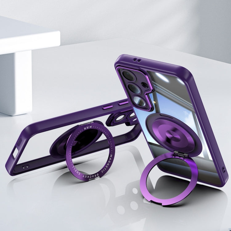 For Samsung Galaxy S25+ 5G 360 Holder MagSafe Acrylic Hybrid TPU Phone Case