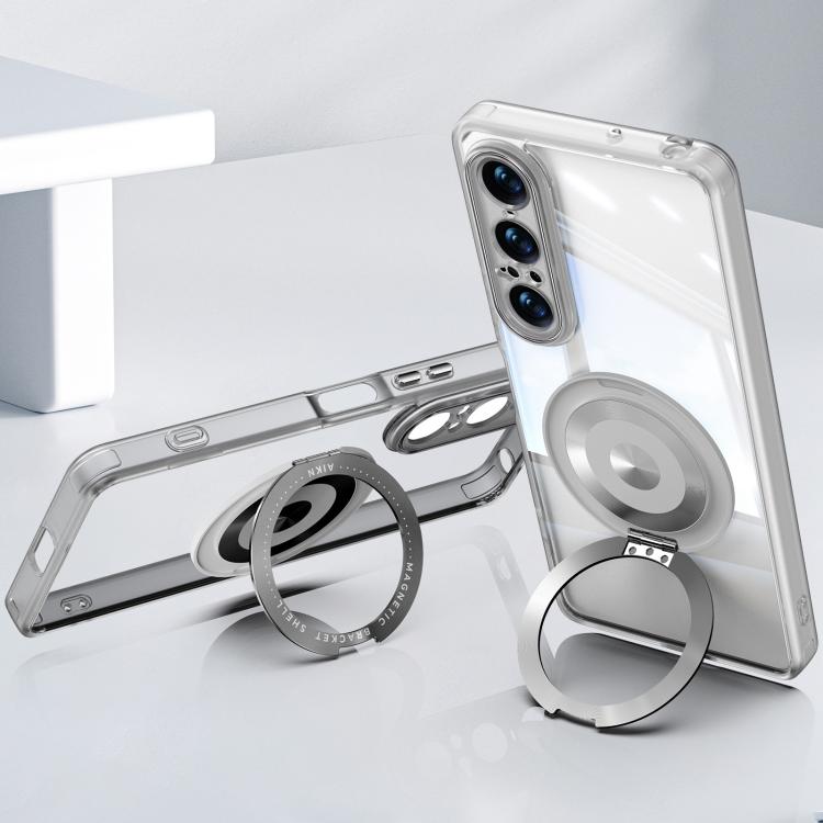 For Sony Xperia 1 VII 360 Holder Magsafe Acrylic Hybrid TPU Phone Case