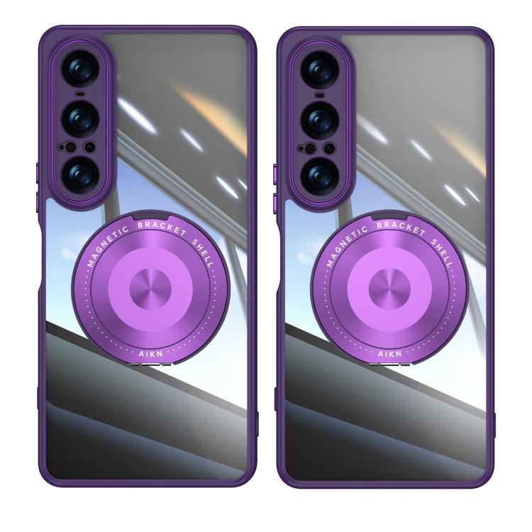 For Sony Xperia 1 VII 360 Holder Magsafe Acrylic Hybrid TPU Phone Case