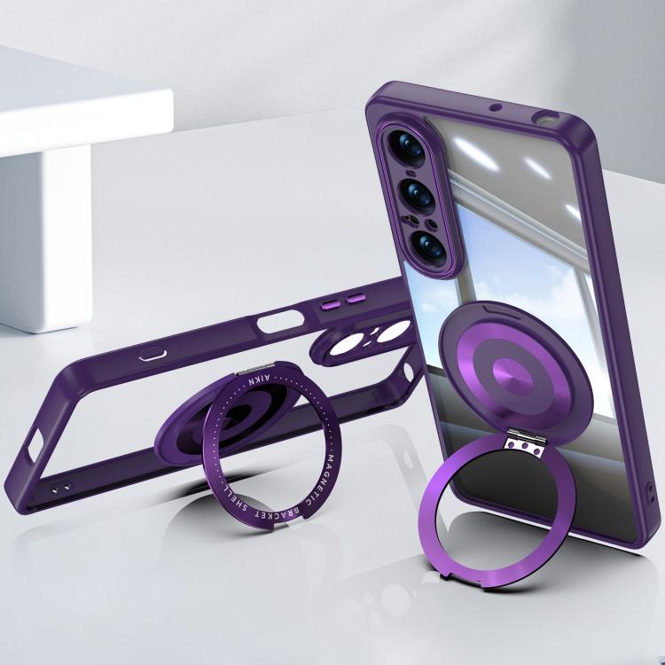 For Sony Xperia 1 VII 360 Holder Magsafe Acrylic Hybrid TPU Phone Case