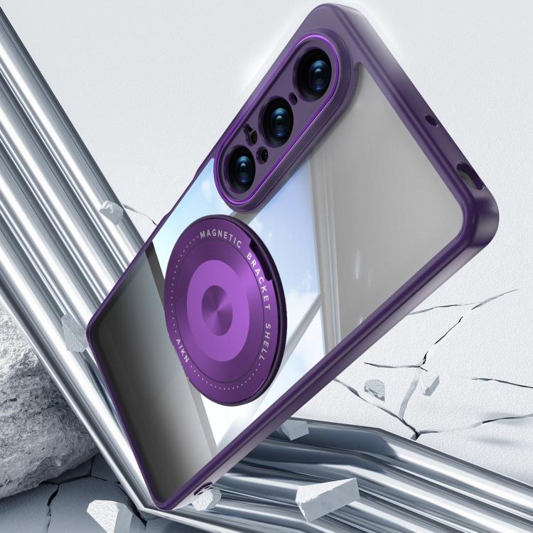 For Sony Xperia 1 VII 360 Holder Magsafe Acrylic Hybrid TPU Phone Case