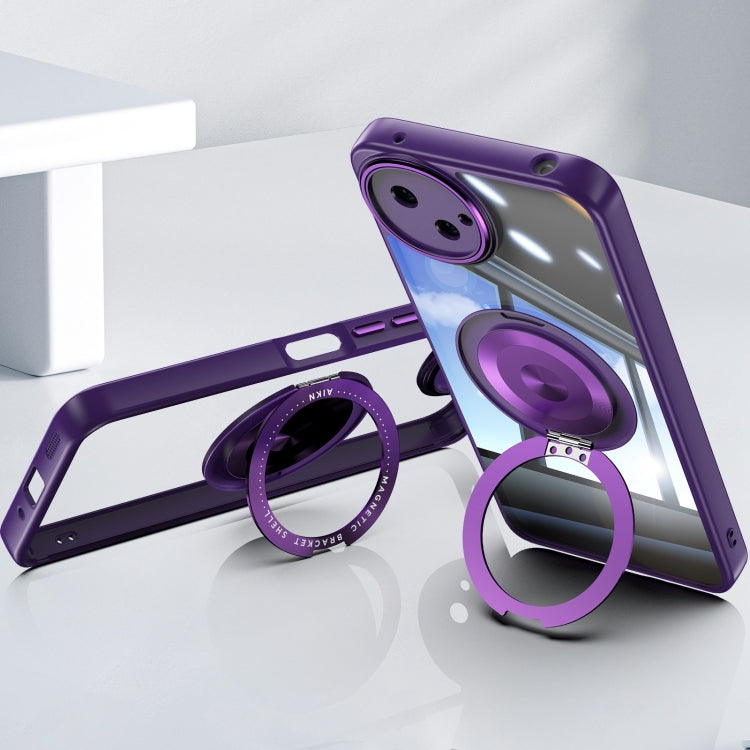 For Sharp Aquos Wish4 5G 360 Holder Magsafe Acrylic Hybrid TPU Phone Case
