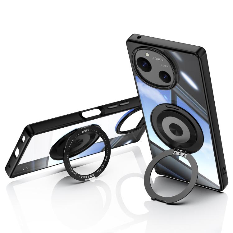 For Sharp Aquos R10 5G 360 Holder Magsafe Acrylic Hybrid TPU Phone Case