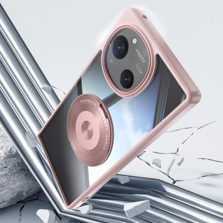 For Sharp Aquos R10 5G 360 Holder Magsafe Acrylic Hybrid TPU Phone Case