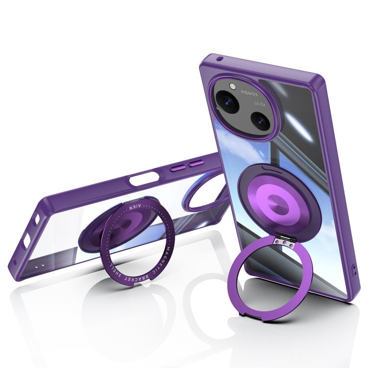 For Sharp Aquos R10 5G 360 Holder Magsafe Acrylic Hybrid TPU Phone Case