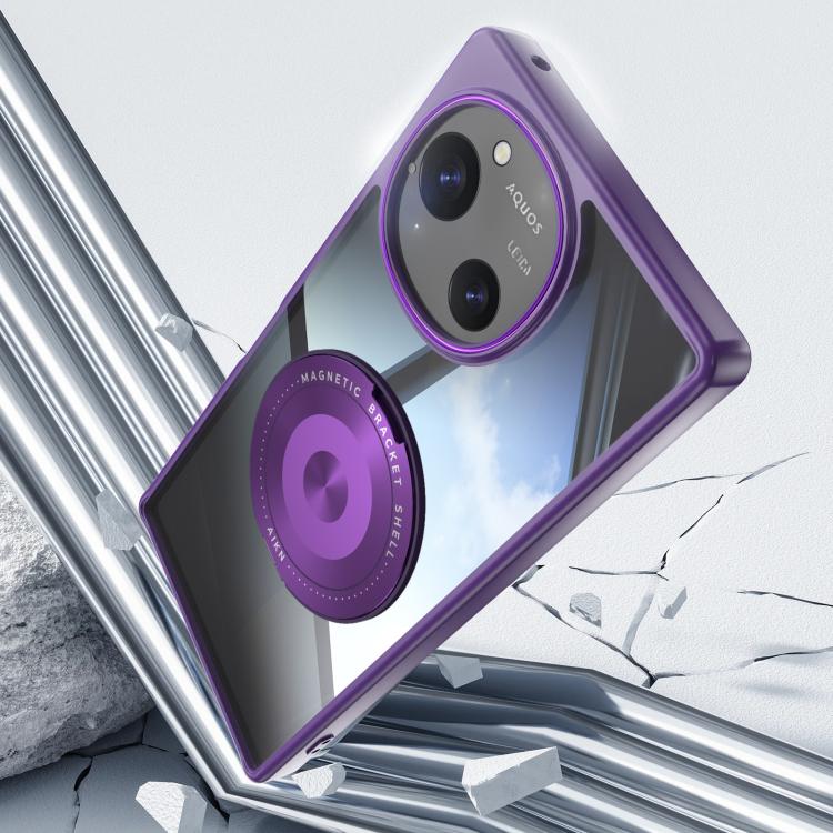 For Sharp Aquos R10 5G 360 Holder Magsafe Acrylic Hybrid TPU Phone Case