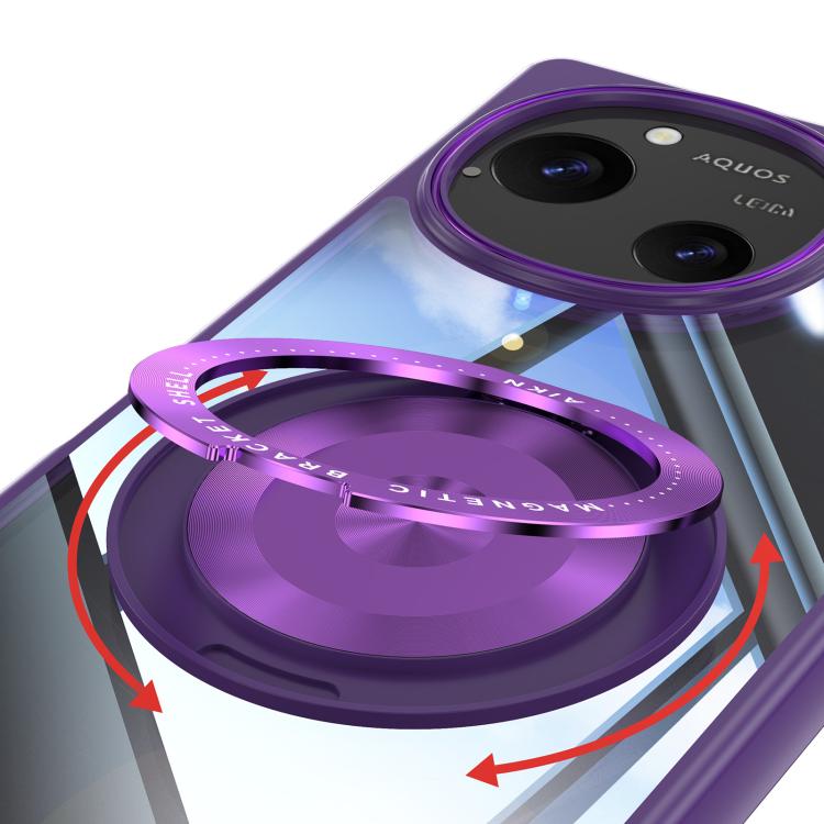 For Sharp Aquos R10 5G 360 Holder Magsafe Acrylic Hybrid TPU Phone Case