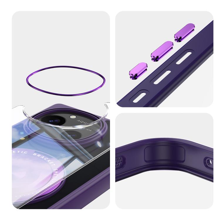For Sharp Aquos R10 5G 360 Holder Magsafe Acrylic Hybrid TPU Phone Case