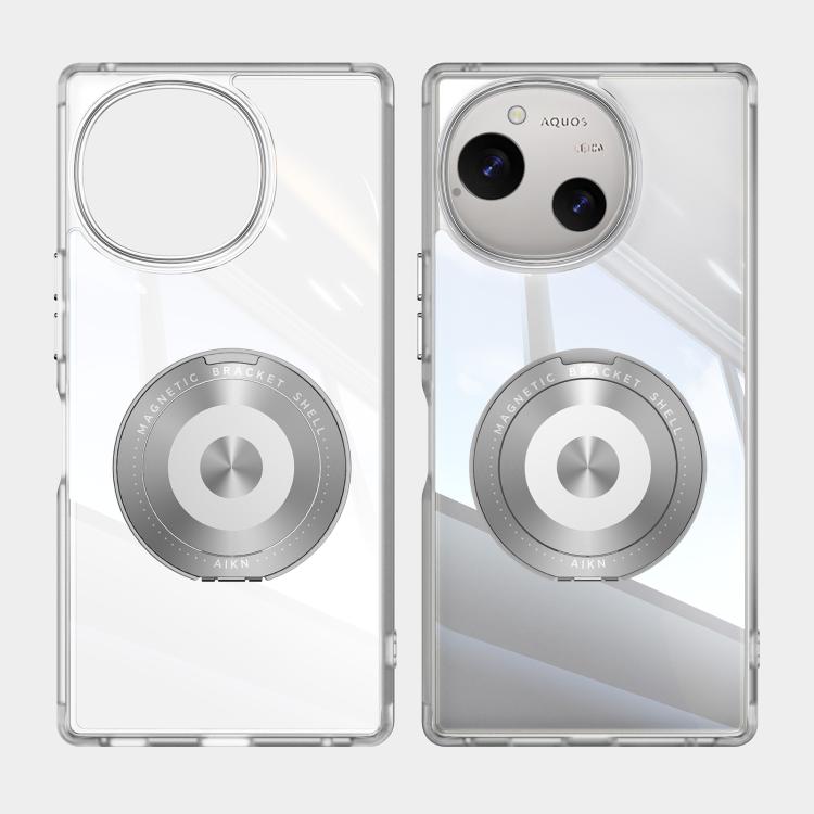 For Sharp Aquos R10 5G 360 Holder Magsafe Acrylic Hybrid TPU Phone Case