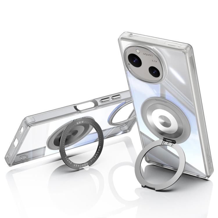 For Sharp Aquos R10 5G 360 Holder Magsafe Acrylic Hybrid TPU Phone Case