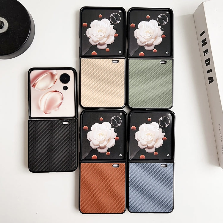 For Honor Magic V Flip Braided Leather Texture PC Phone Case