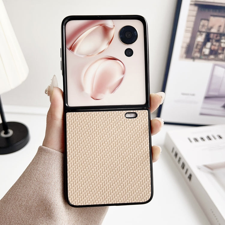 For Honor Magic V Flip Braided Leather Texture PC Phone Case