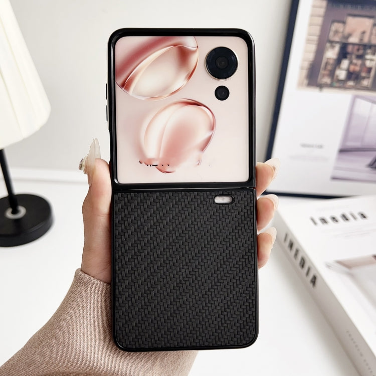 For Honor Magic V Flip Braided Leather Texture PC Phone Case