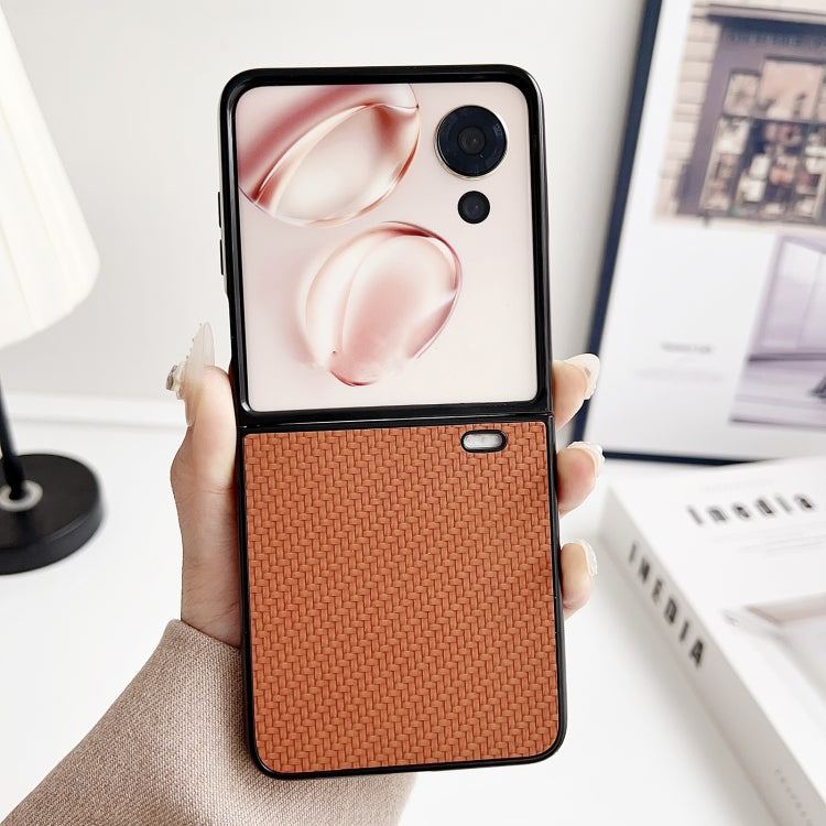 For Honor Magic V Flip Braided Leather Texture PC Phone Case