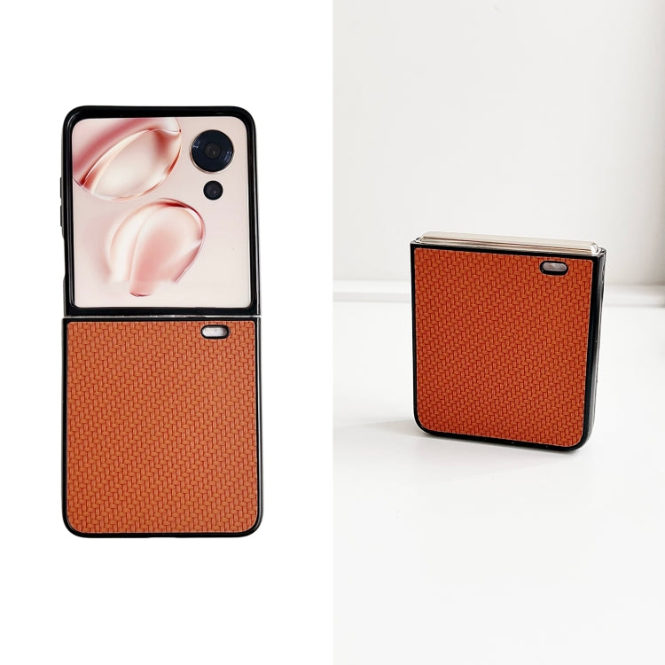 For Honor Magic V Flip Braided Leather Texture PC Phone Case