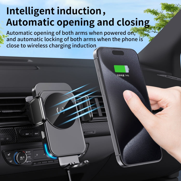 M7 Intelligent Sensing Fast Wireless Charging Car Holder - Black