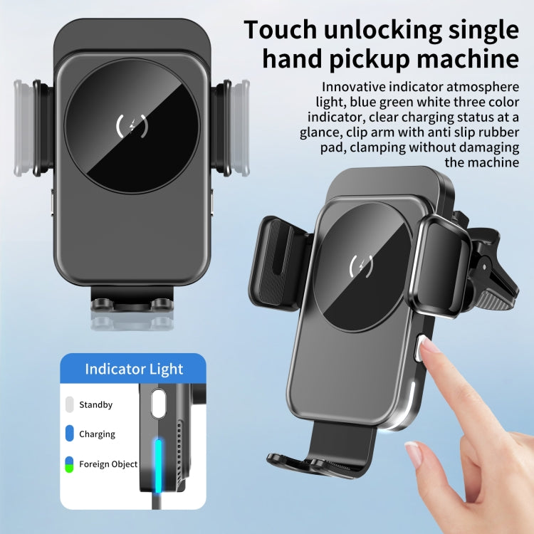 M7 Intelligent Sensing Fast Wireless Charging Car Holder - Black