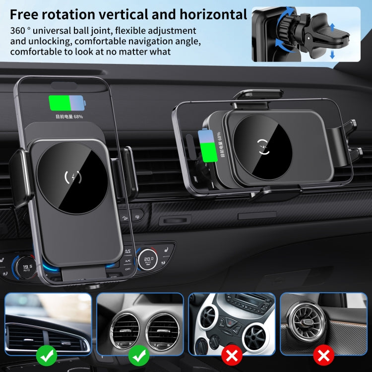 M7 Intelligent Sensing Fast Wireless Charging Car Holder - Black