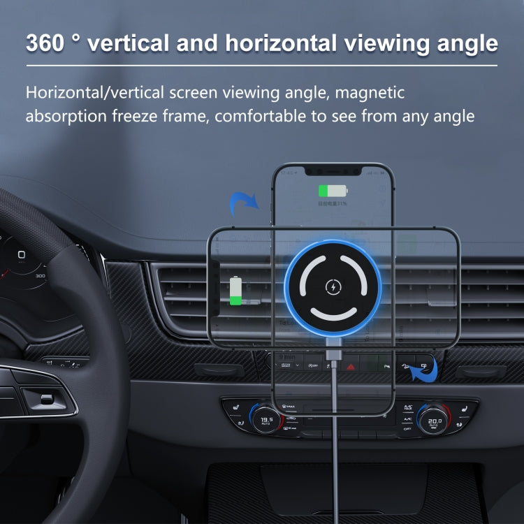 M68 15W Magnetic Wireless Charging Car Holder - Dark Grey