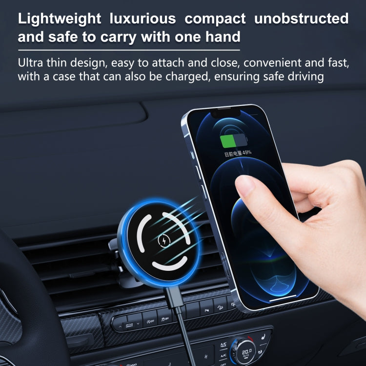 M68 15W Magnetic Wireless Charging Car Holder - Dark Grey