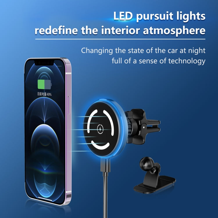 M68 15W Magnetic QI Standard Wireless Charging Car Holder - Dark Grey