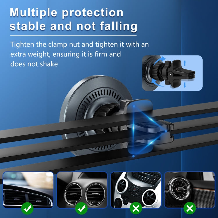 M68 15W Magnetic QI Standard Wireless Charging Car Holder - Dark Grey