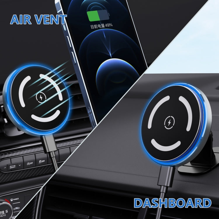 M68 15W Magnetic QI Standard Wireless Charging Car Holder - Dark Grey
