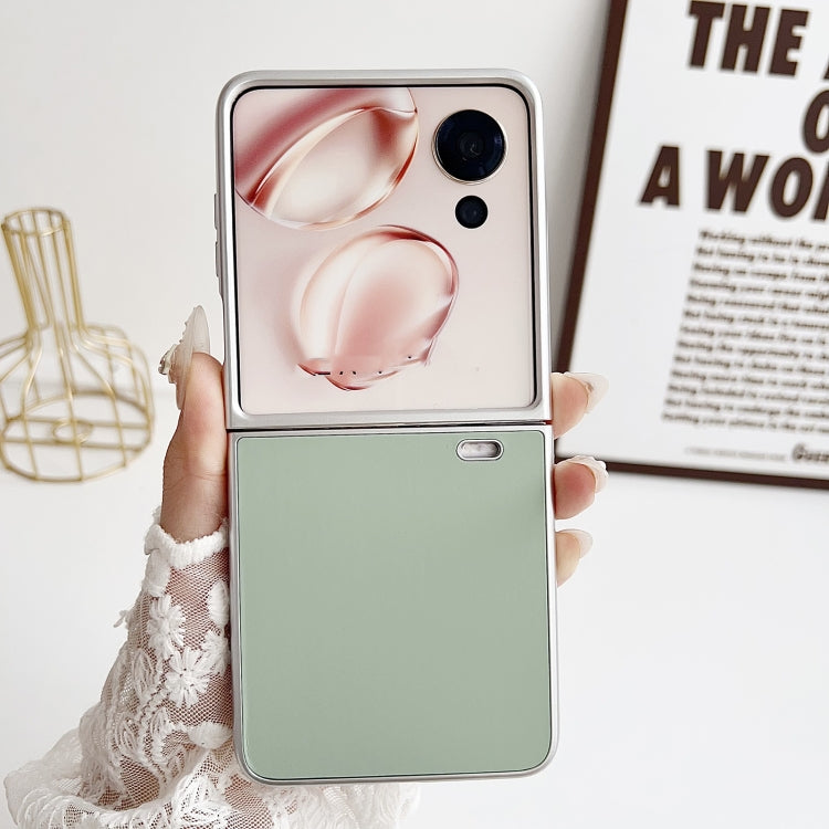 For Honor Magic V Flip Pearlescent Paint Morandi Solid Color Leather Texture Phone Case