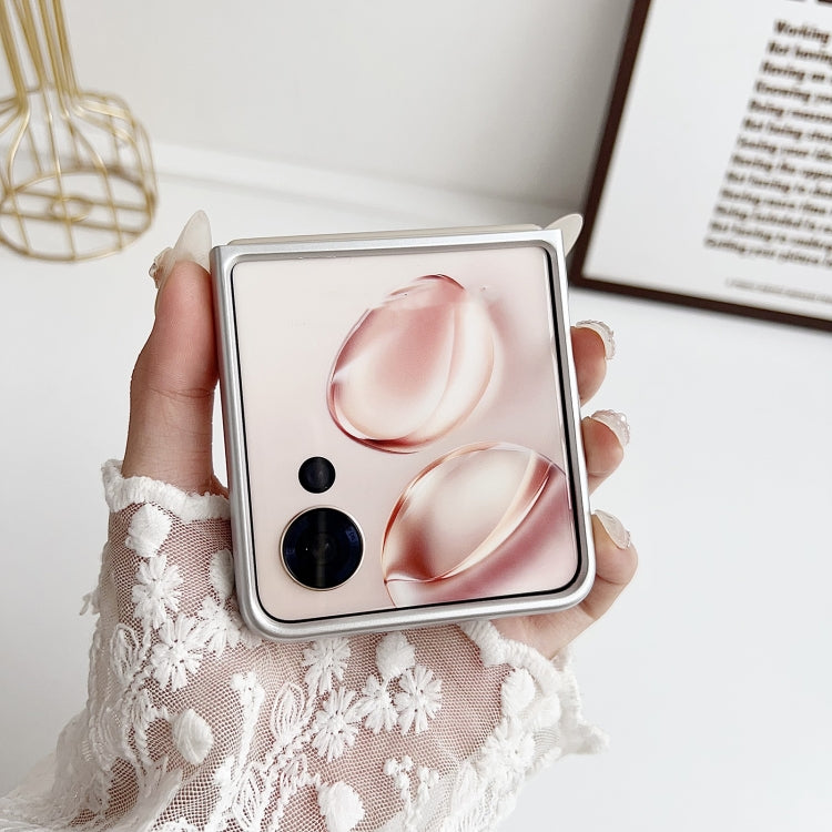 For Honor Magic V Flip Pearlescent Paint Morandi Solid Color Leather Texture Phone Case