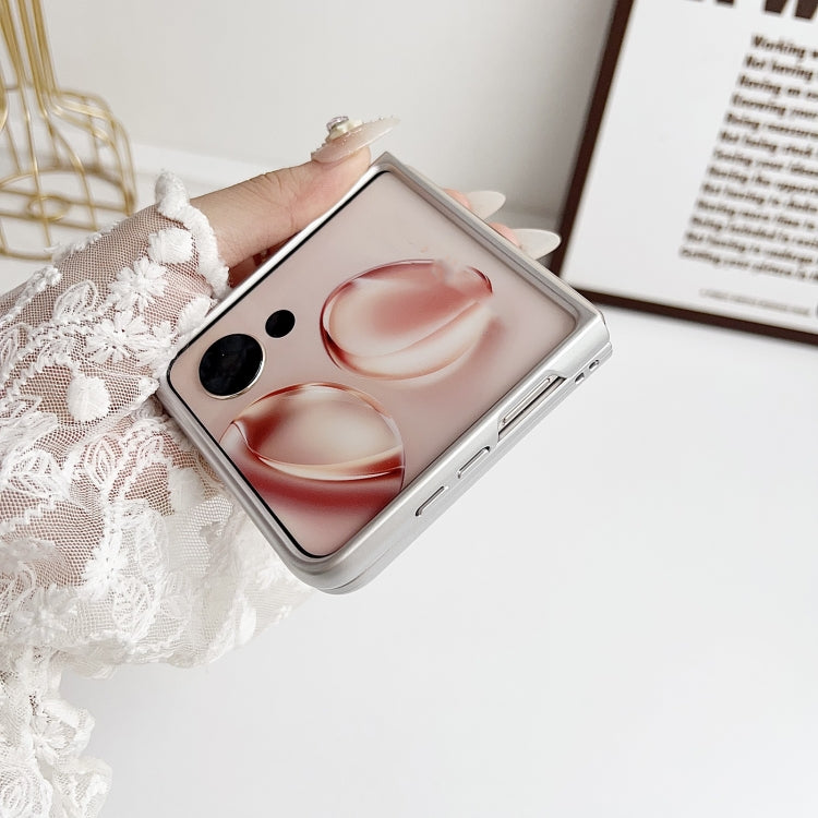 For Honor Magic V Flip Pearlescent Paint Morandi Solid Color Leather Texture Phone Case