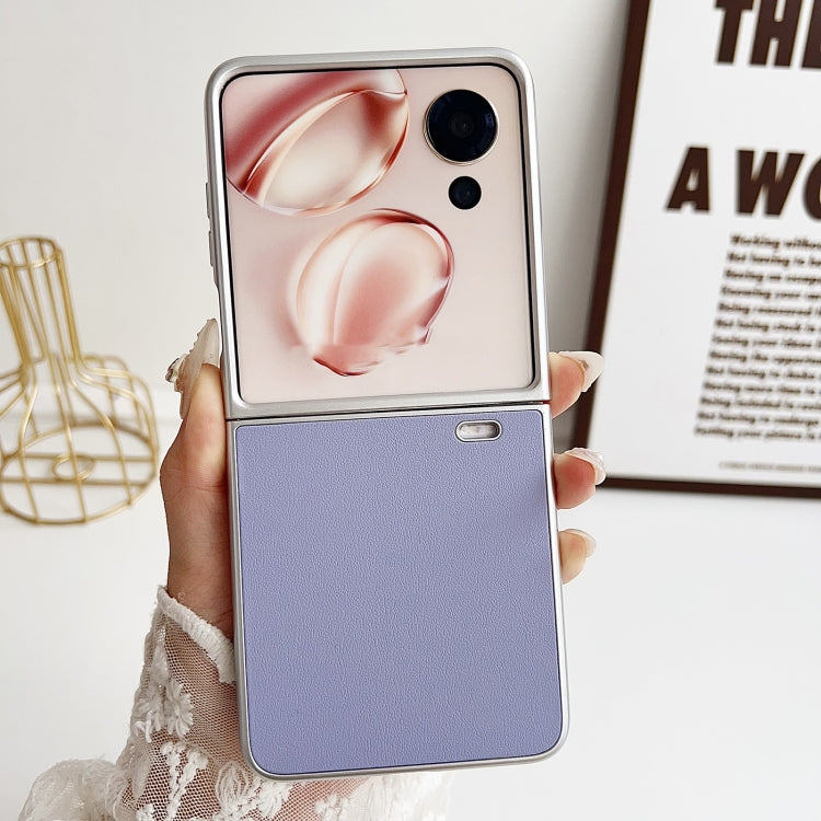 For Honor Magic V Flip Pearlescent Paint Morandi Solid Color Leather Texture Phone Case