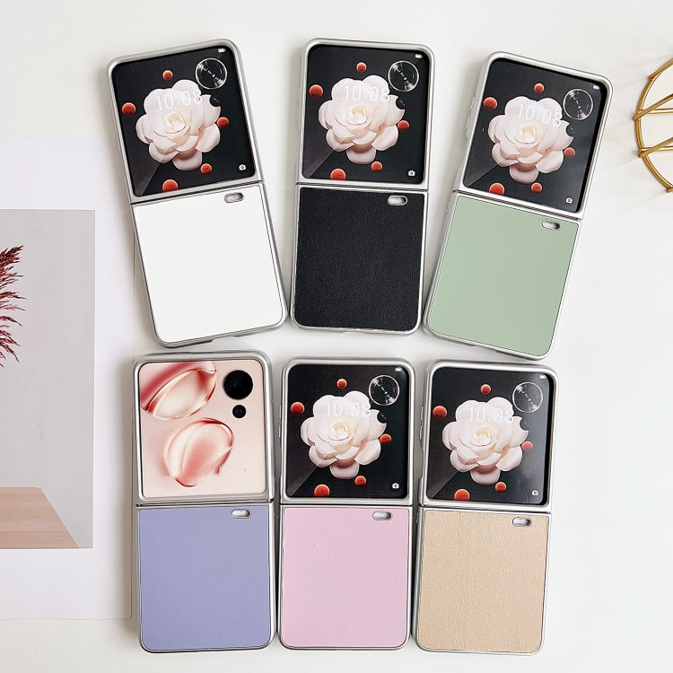 For Honor Magic V Flip Pearlescent Paint Morandi Solid Color Leather Texture Phone Case